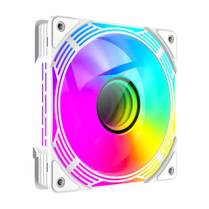 GameMax FN12A-C8I-RW 120mm Reversible Fan Blades PC Case Fans White with Infinity Mirror Center ARGB 5V 3pin Aura Sync 800-1600 RPM 4pin PWM - Suitable For PSU Shroud & Bottom Of The Chassis