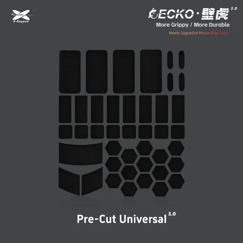 X-Raypad Geckos V3 Slicks Universal Pre-Cut No-Stretch Mouse Grip Tape - Black