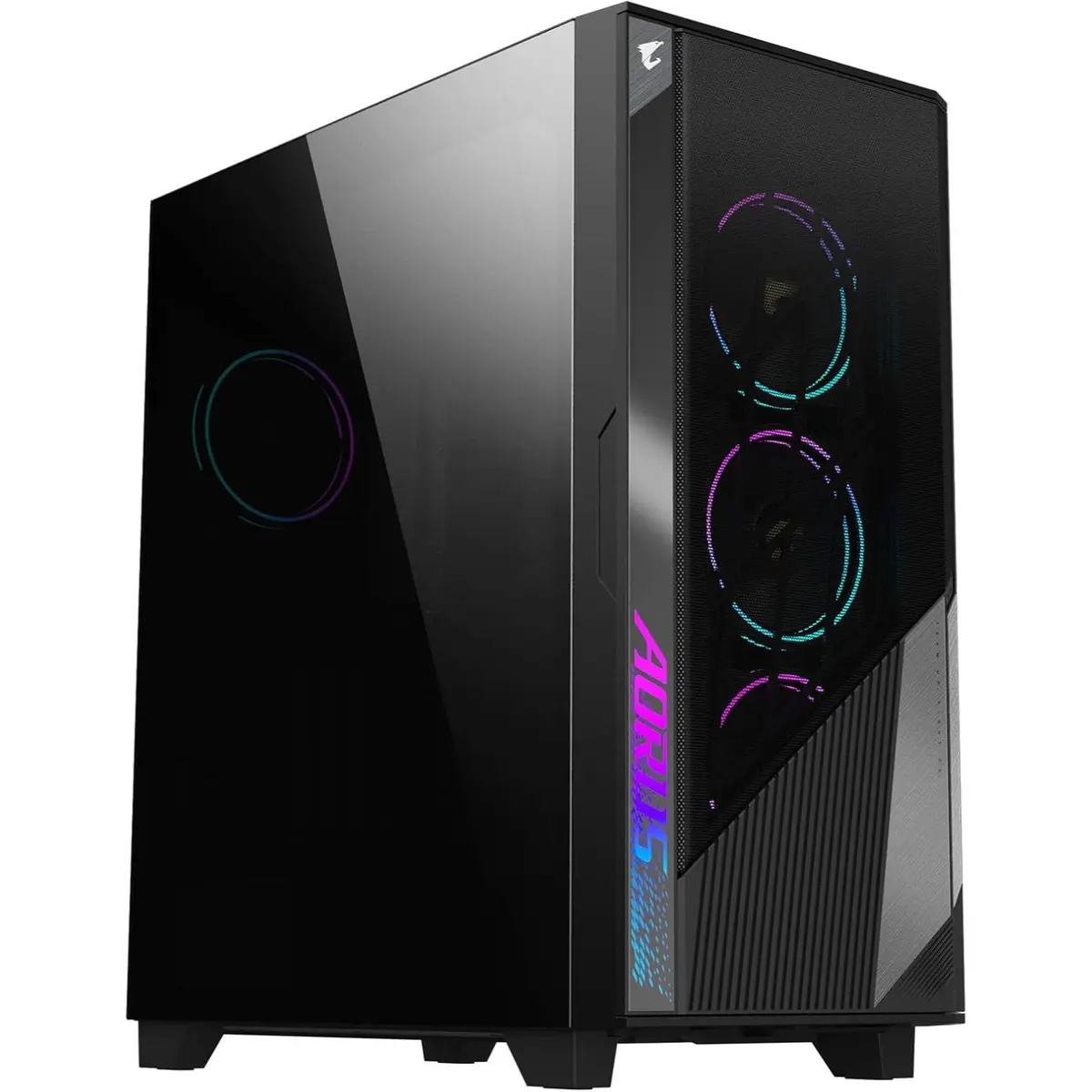 Gigabyte Aorus C500 Glass Black Mid Tower PC Gaming Case, Tempered Glass, USB Type-C, 4X ARBG Fans Included
