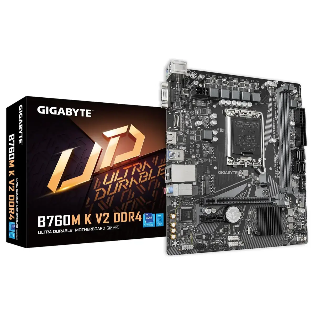 Gigabyte B760M K DDR4 V2 Motherboard - Intel B760, Micro ATX, PCIe 4.0, Budget Gaming, HDMI, Smart Fan 6