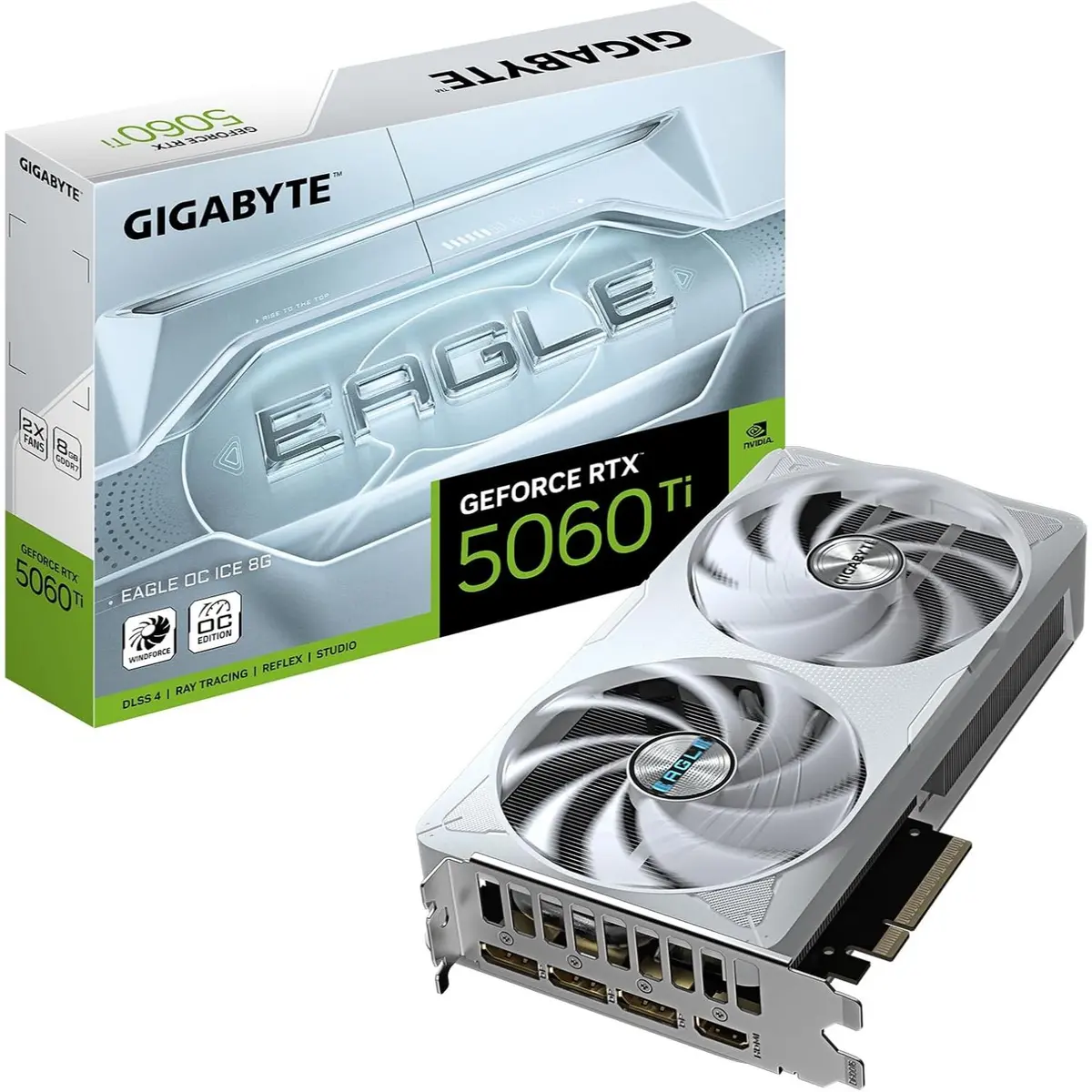 Gigabyte GeForce RTX 5060 Ti Eagle OC ICE 8G Graphics Card - 8GB GDDR7, 128 Bit, PCI-E 5.0, 2617MHz Core Frequency, 3 x DisplayPort, 1 x HDMI