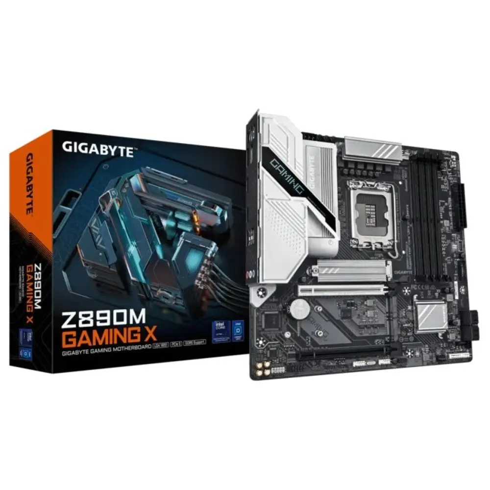Gigabyte Z890M Gaming X Motherboard - Supports Intel Core Ultra (Series 2) CPUs, 8+1+2 Phases VRM, up to 8800MHz DDR5 (OC), 1xPCIe 5.0 + 2xPCIe 4.0, 2.5GbE LAN, USB 3.2 Gen 1