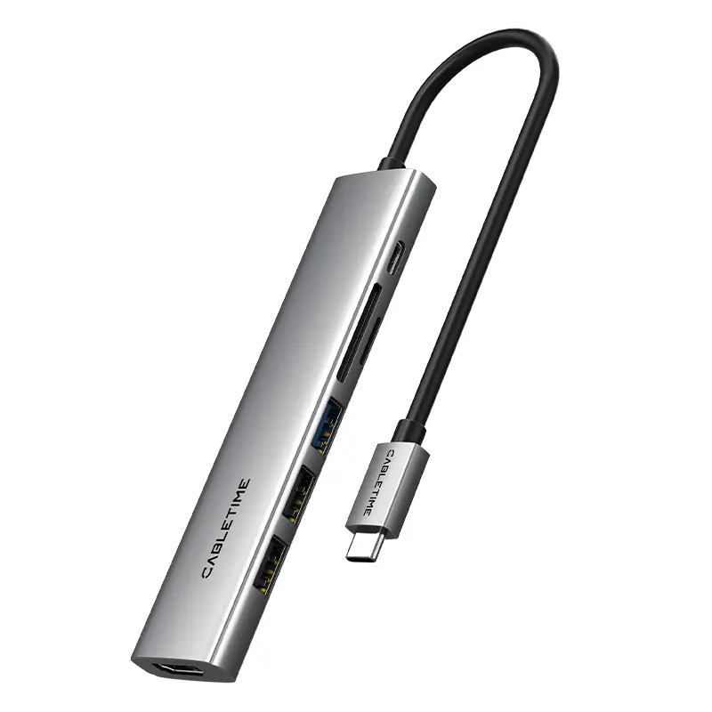 Cabletime HB02G ECO 7-in-1 USB-C Hub HDMI 4K30Hz + SD/TF + PD100W