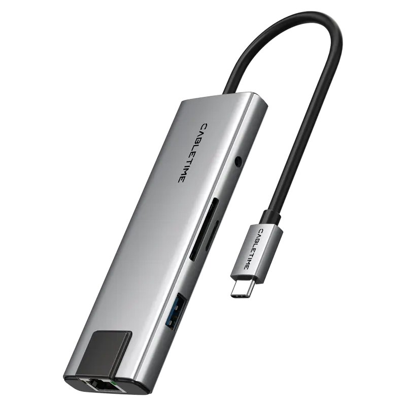 Cabletime HB03G ECO 9-in-1 USB-C Hub HDMI 4K30Hz + LAN + Audio