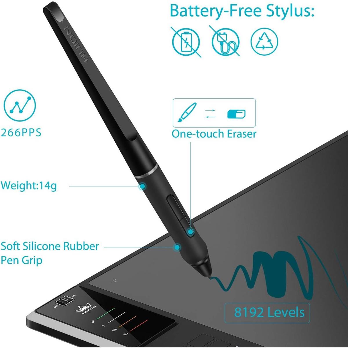 Huion WH1409 V2 Wireless Graphic Drawing Tablet