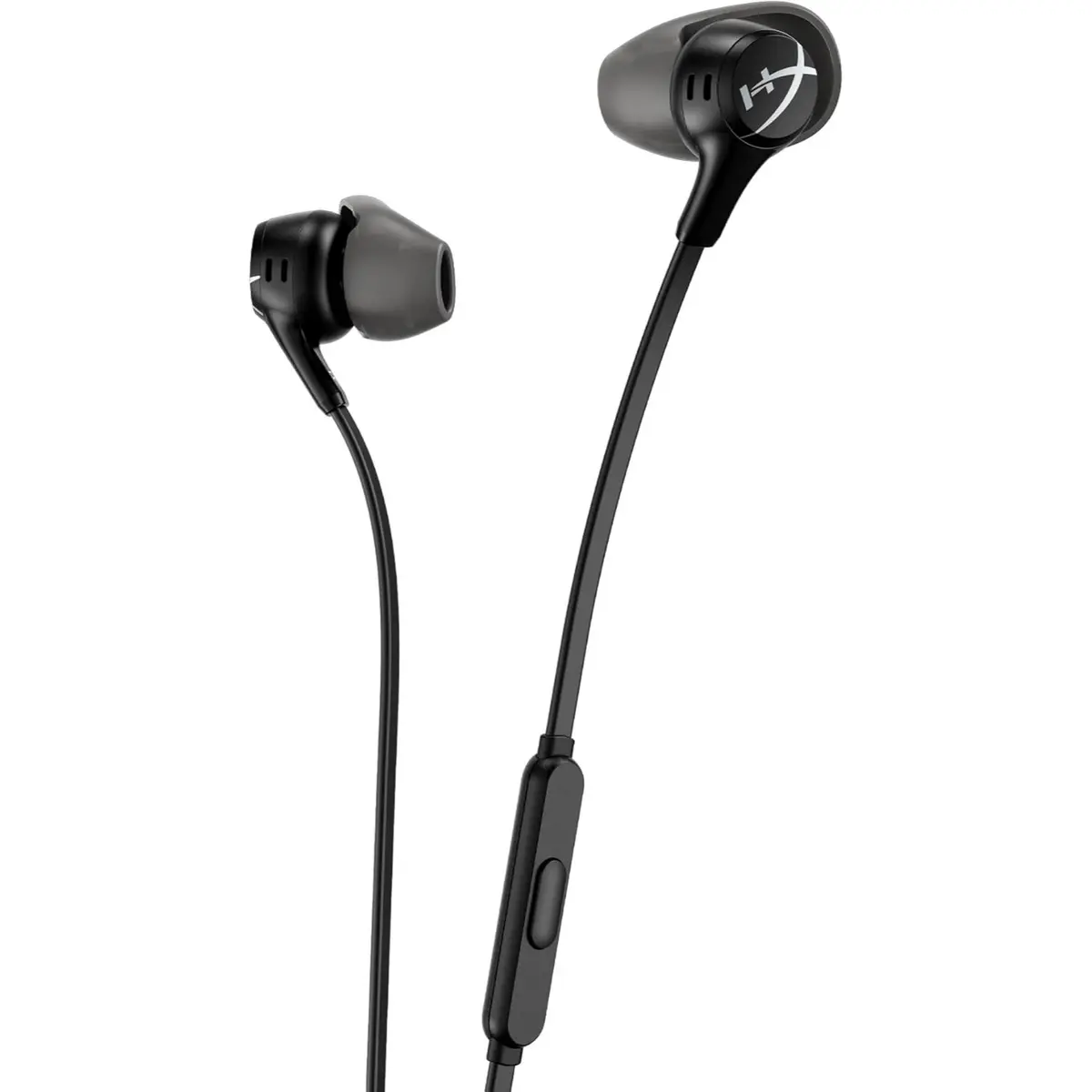 HyperX Cloud Earbuds II – 14mm Drivers, Four Eartips, Hard-Shell Carrying Case, Low-Profile 90° Plug, 3.5mm Plug, Built-in Microphone, Multi-Function Button, PC, Mobile, Nintendo Switch – Red