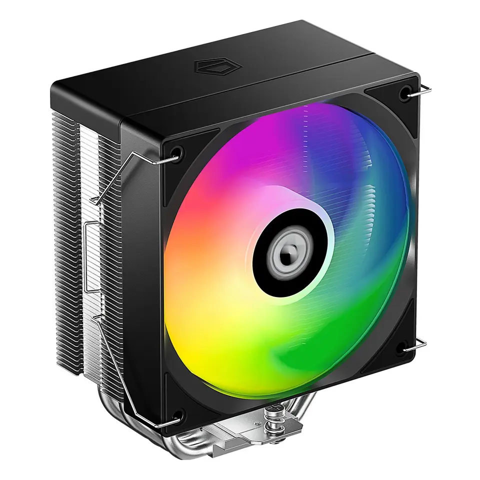 ID-Cooling SE-214-XT V2 ARGB CPU Air Cooler, 4 Heat Pipes, Single Tower, 100% RAM Compatibility, ARGB Lighting, Black