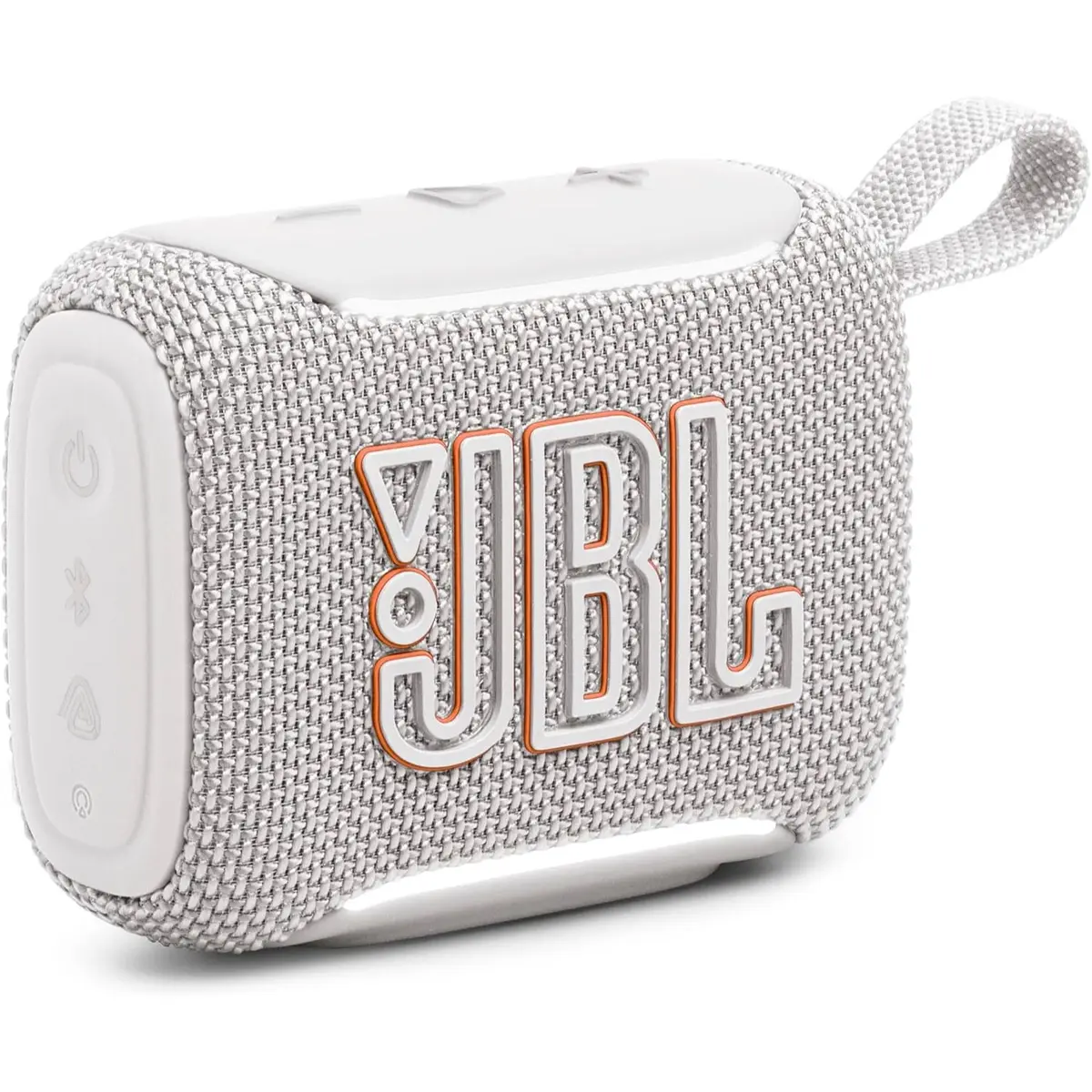 JBL Go 5 Portable Bluetooth Speaker, Waterproof and Dustproof - Dustproof Drop-Proof With up to 10 Hr Battery, Stereo Pairing, App Control For Pool, Beach, Outdoor Listening (White)