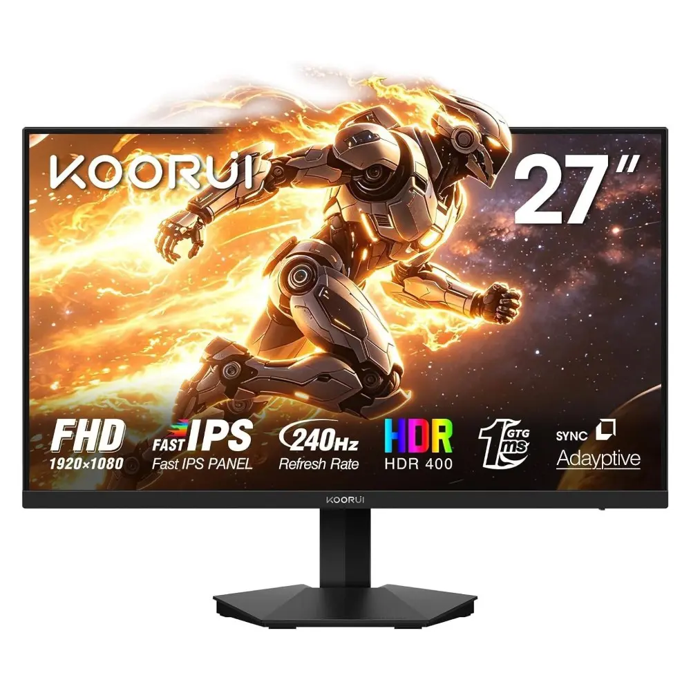 Koorui G2711X 27 Inch Gaming Monitor, 240Hz, HDR 400, 1ms, Full-HD 1080P, IPS Adaptive Sync, VESA Mountable, HDMI/DP, Low Blue Light, 99% SRGB