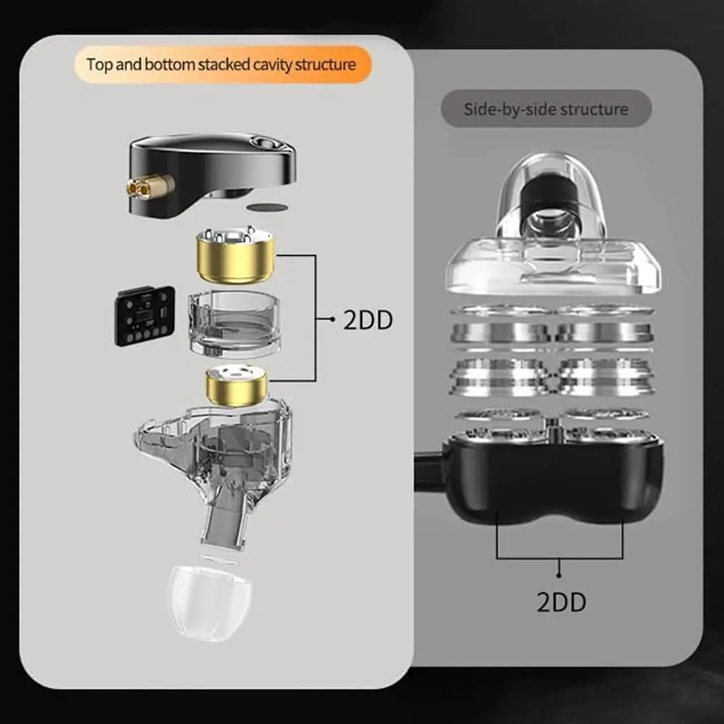 KZ Castor Wired IEM Earphones with Mic – Dual Dynamic Driver, Harman Bass, 4 Tuning Switches 4