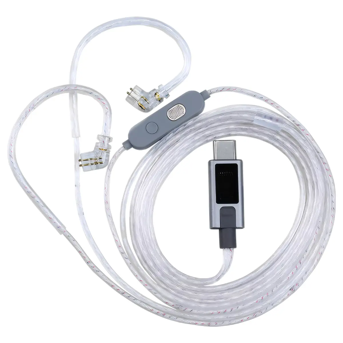 KZ M2 Dual Mic Silver-Plated Type-C Earphone Upgrade Cable with Professional-Grade Dual Microphone Array for KZ C Pin Series in-Ear Headphones 0.75mm (USB-C)