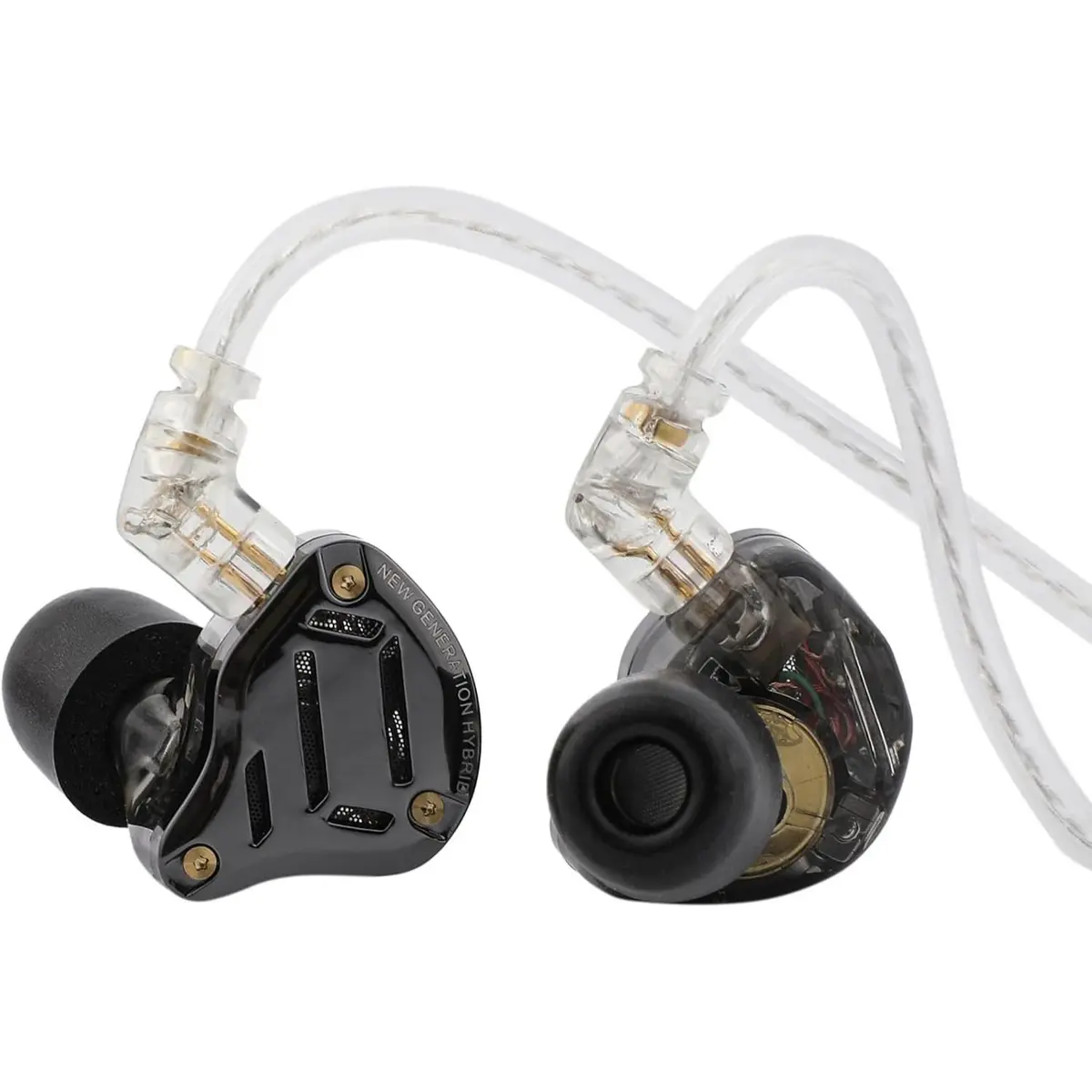 KZ ZS10 PRO 2 in Ear Monitor IEM, 1DD+4BA Hybrid Wired Earbuds, with 4-Level Tuning Switch, 3-Way Crossover Gaming Earbuds, Silver-Plated IEM Cable for Musician Audiophile (Black, with Mic)