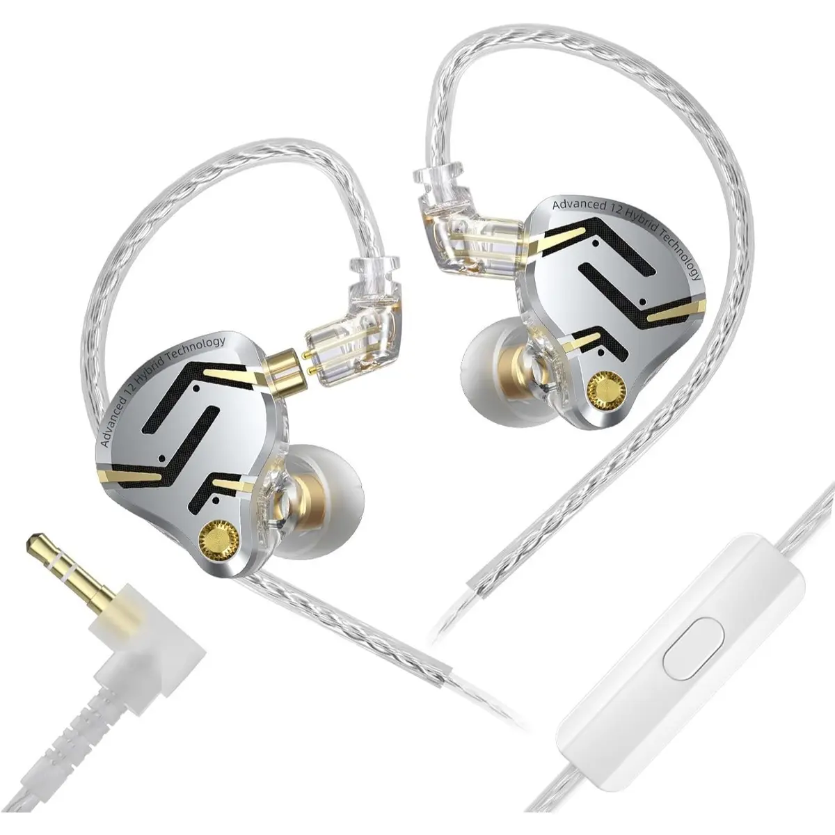 KZ ZS12 PRO 2 Wired 3.5mm Gaming Earbuds with Mic, 5BA+1DD Hybrid Drivers in Ear Monitor Headphones, Deep Bass Clear Sound Wired Ear Buds, Nosie Isolation KZ in Ears IEM for Gaming Durmmer Church Dialogue (Mix Color)