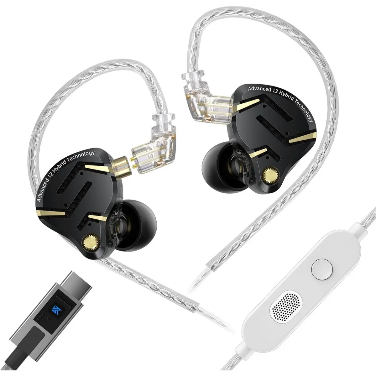 KZ ZS12 PRO 2 USB-C Wired Headphones Type-C in Ear Monitor Headphone, 5BA+1DD 6 Driver Gaming Earbuds USB-C Wired Earphones, HiFi Clarity Sound Immersive Bass IEMs for Gaming (Mix Color, USB-C-with Mic)