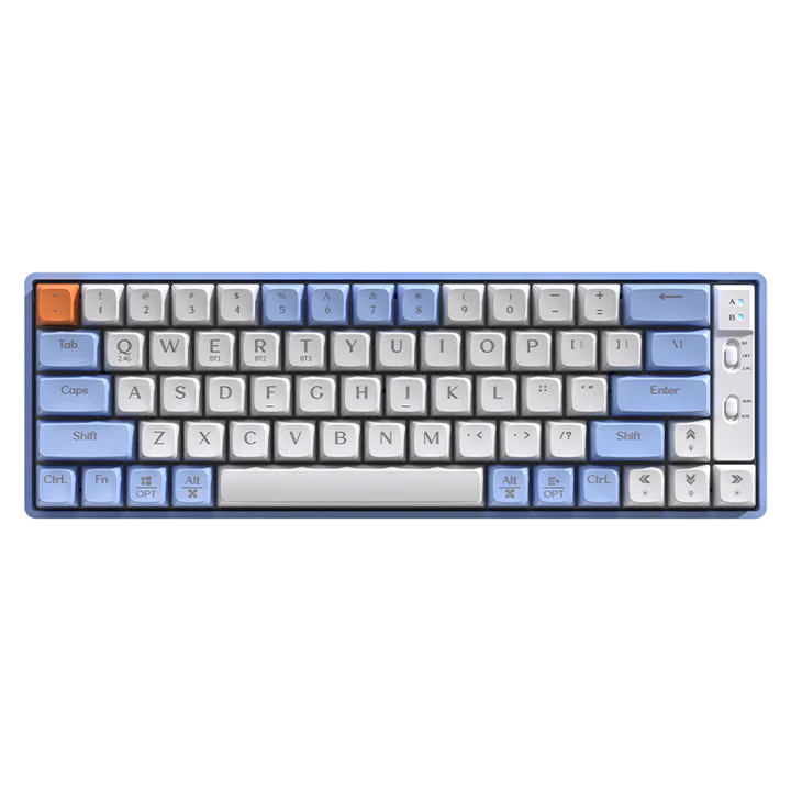 Langtu GK65 Tri-Mode Wireless Mechanical Gaming Keyboard, Bluetooth/2.4GHz/USB-C - Hot-Swappable Gold Switches (Sky Blue)