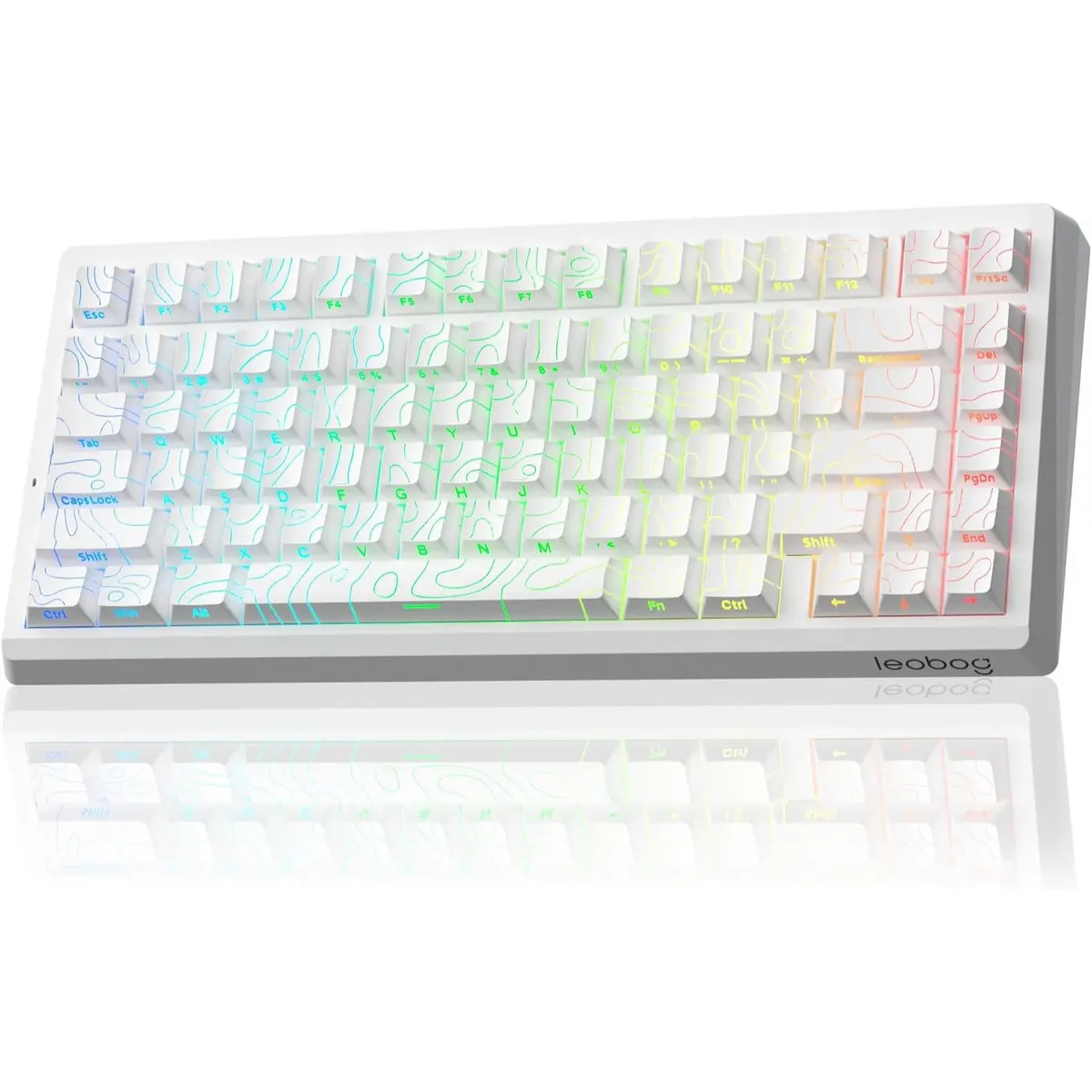 Leobog A80 RT Ultra HE Wireless Hall Effect Rapid Trigger Gaming Keyboard, 75% Layout Magnetic Switch Keyboard, 8K Polling, 0.01mm RT Adjustable Actuation, RGB Backlit, Hot-Swap Keyboard for PC Gamer (White Jade Contour)