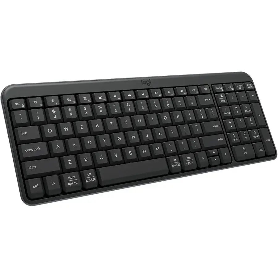 Logitech K250 Compact Wireless Bluetooth Keyboard with Number Pad, Bluetooth Only, No USB Receiver, Full Number Pad, Deep-Profile Keys, Responsive Typing, Spill-Resistant, for Windows, MacOS (Graphite)