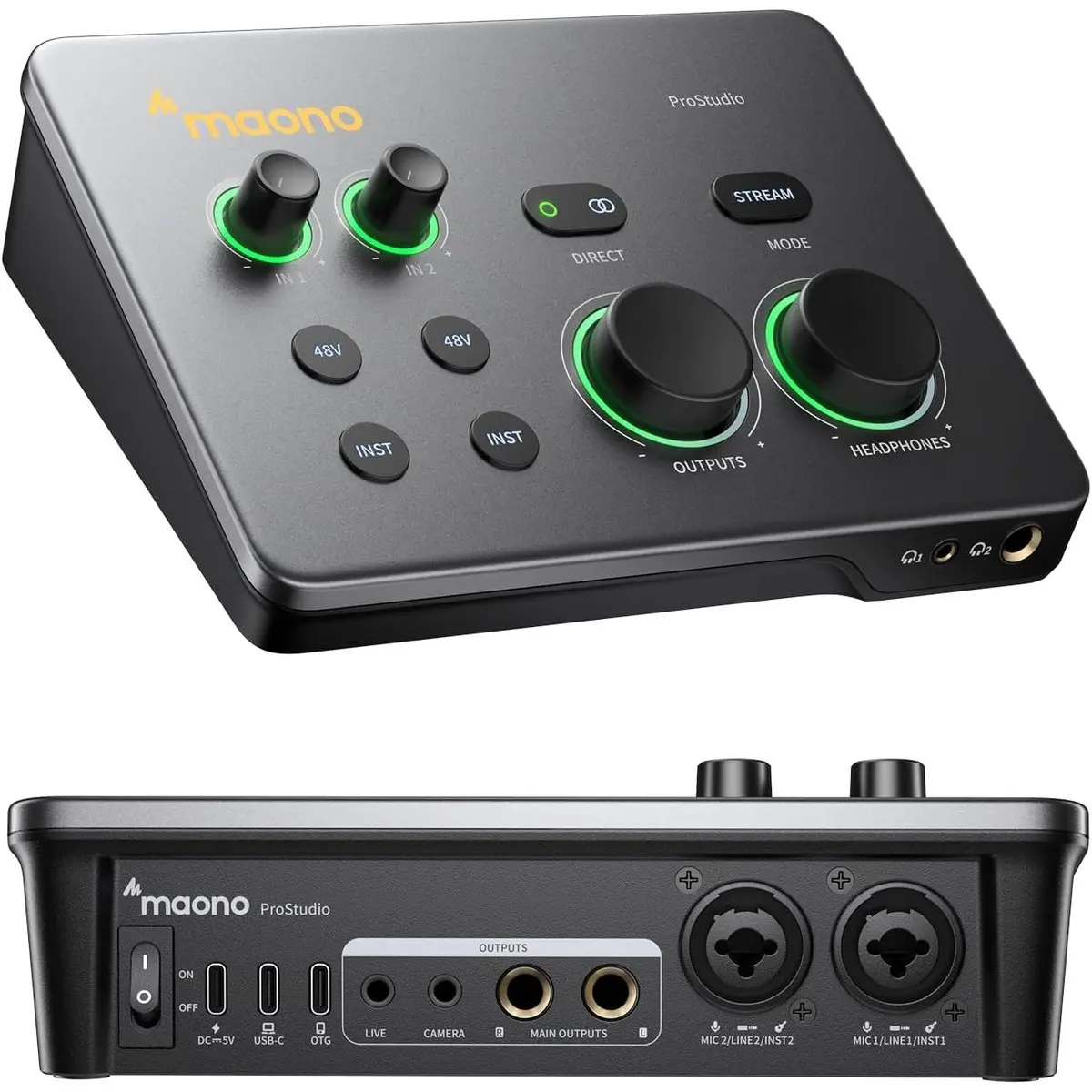 Maono P2 Hybrid USB Audio Interface Dual XLR for PC Phone iPad Guitar 56dB Gain, Loopback, Mute, ASIO, Routing Software Features, for Podcast, Streaming, Mobile Music Recording, Content Creation