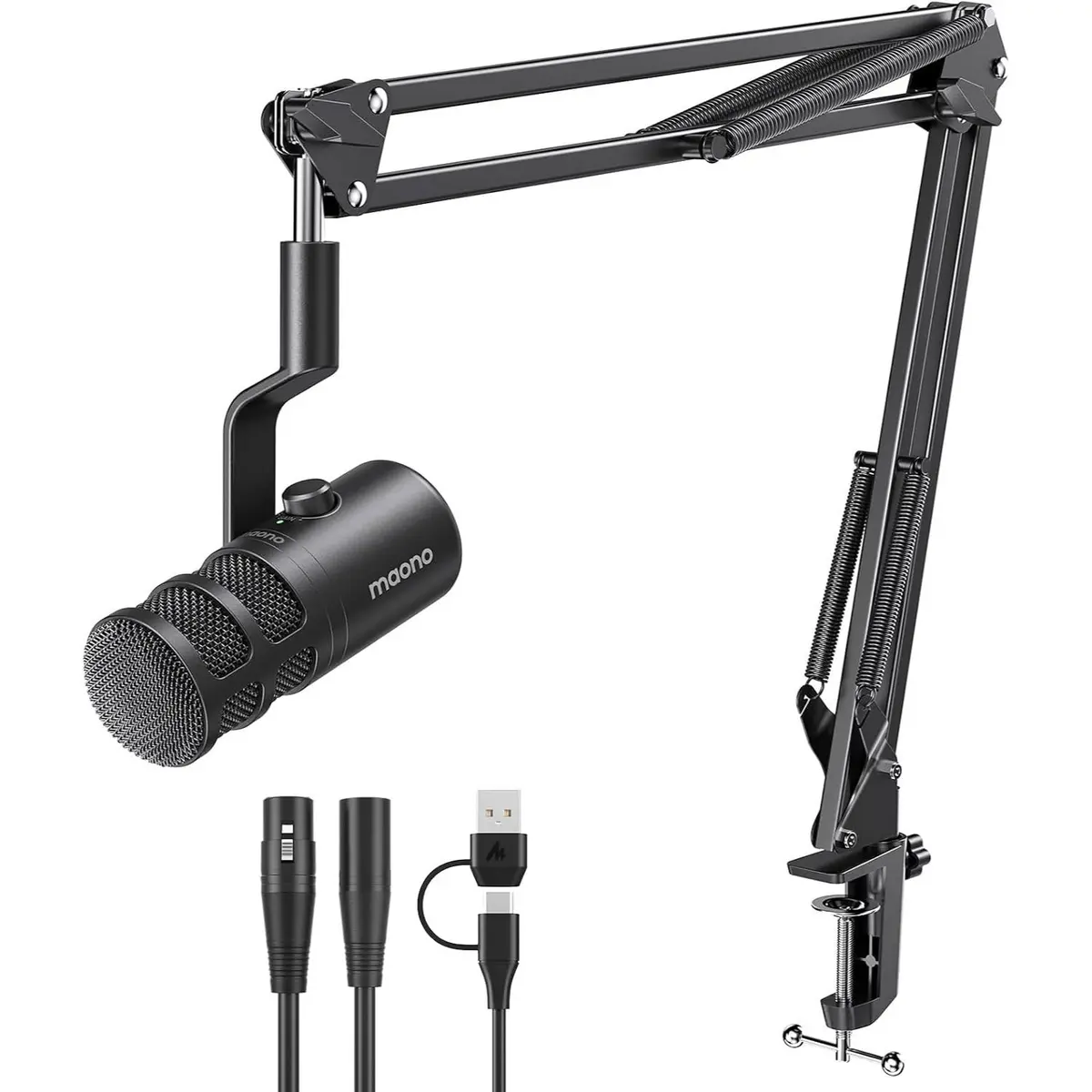 Maono PD100 Gen2S XLR/USB Streaming Microphone with Arm: Dynamic Microphone with Software, Mute Button, Gain Control for Gaming, Podcast, Recording, YouTuber, Tiktoker