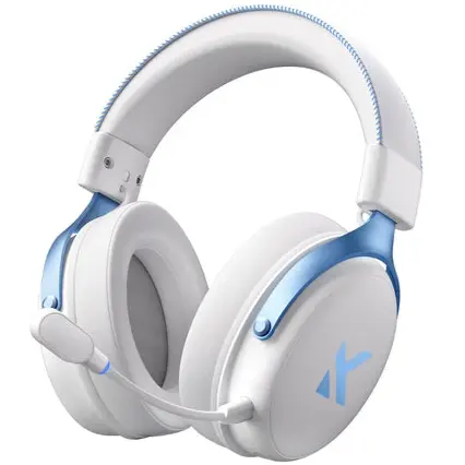 Mchose V9 PRO Wireless Gaming Headset 7.1 Surround Sound for PS5 PS4 PC Switch, Topspeed Gaming Headphones with Noise Canceling Mic, 250Hr Battery, Low 15ms Latency, Lightweight, BT 5.3 FPS Games (White Blue)