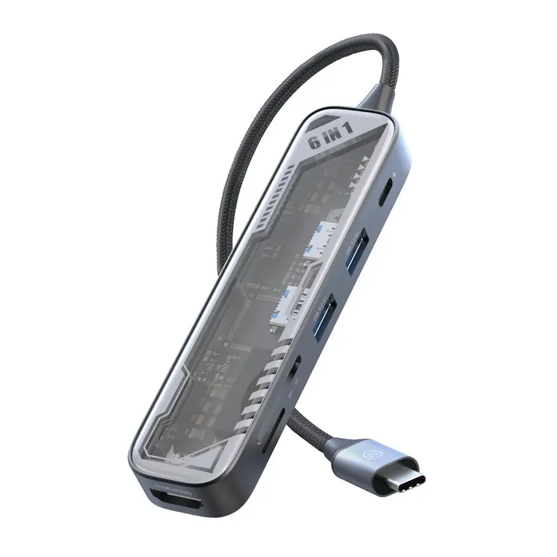 Micropack MDC-N6T USB-C Hub 6-in-1 Multiport Adapter (Grey Black)