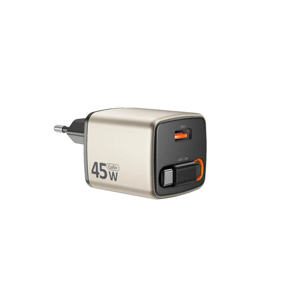 Micropack MWC-245 45W Fast Charging Wall Charger with Retractable Cable (EU)