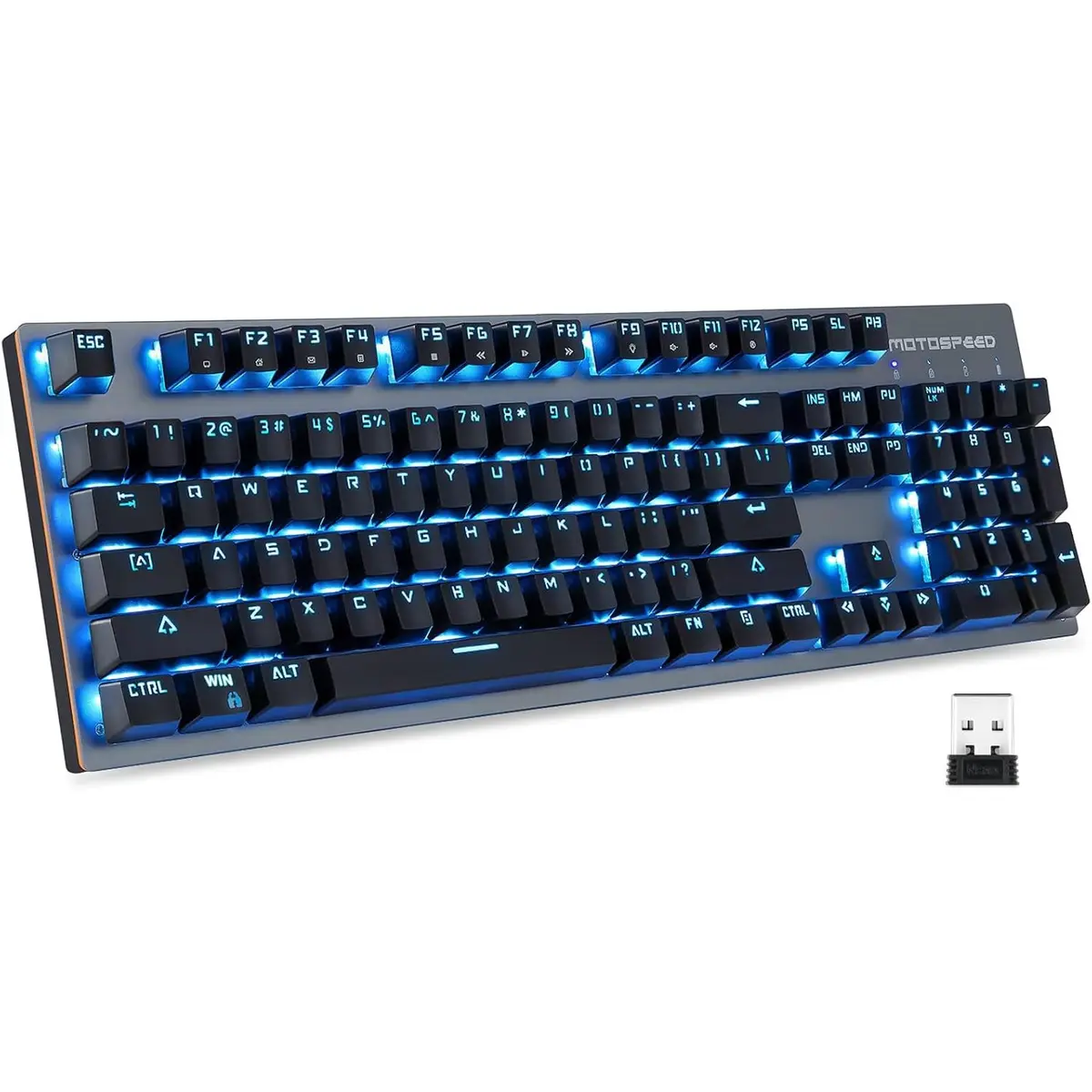 Motospeed GK89 2.4GHz Wireless/USB Wired Mechanical Keyboard 104 Keys Led Backlit Switches Gaming Keyboard for Gaming and Typing, Compatible for Mac/PC/Laptop, with Wrist Rest