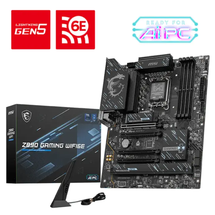 MSI Z890 Gaming Wifi6E LGA1851 ATX Motherboard, Intel Z890 Chipset, 4x DRR5 UDIMM Slots, Up to 256GB Max Memory, 4x PCI-E x16 Slot