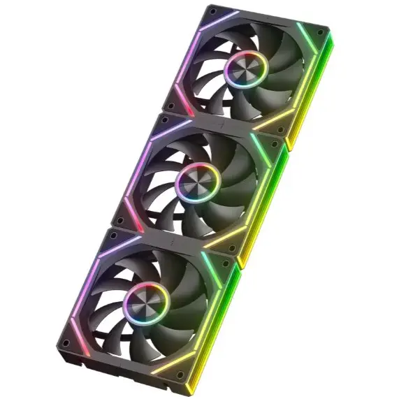 Power Train Prism 8RS 120mm ARGB 4-Pin PWM Case Fan, 12V Large Air Volume 56.62CFM/800-1800RPM, Black (Triple Pack)