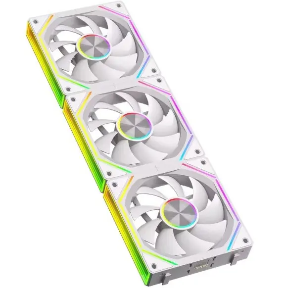Power Train Prism 8RS 120mm ARGB 4-Pin PWM Case Fan, 12V Large Air Volume 56.62CFM/800-1800RPM, White (Triple Pack)
