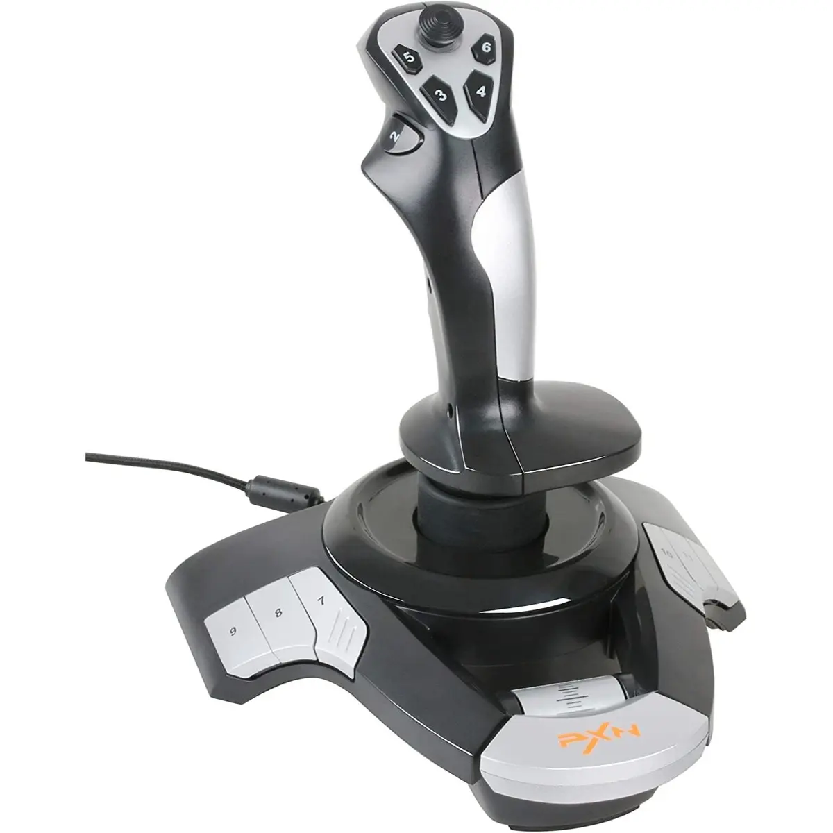 PXN F16 Wired Flight Stick Joystick with Vibration Function, 12 Programmable Buttons, 4 Axis Controlling, Flight Simulator Joystick Controller, Compatible with Windows XP/VISTA/7/8/10