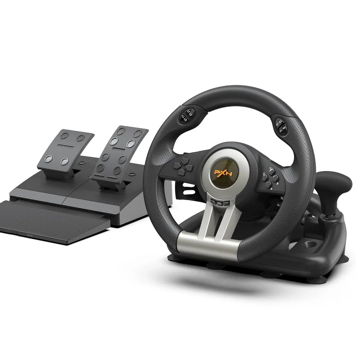 PXN V3 PRO PC Racing Wheel, 180 Degree Universal USB Car Sim Game Steering Wheel with Pedals for Xbox One, Xbox Series S/X, PS3, PS4, Switch