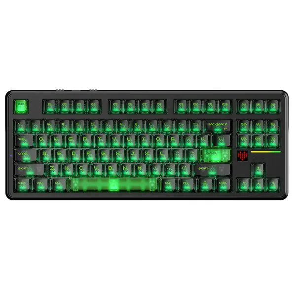 Attack Shark X87 Ultra 8K Mechanical Wireless Gaming Keyboard 87 Key TKL, 10000mAh Battery, BT/2.4GHz/USB-C, Dot-Matrix Screen, Hot Swappable, RGB Backlit, Coiled Cable for Gamer/PC/Mac (Shadow Jade)
