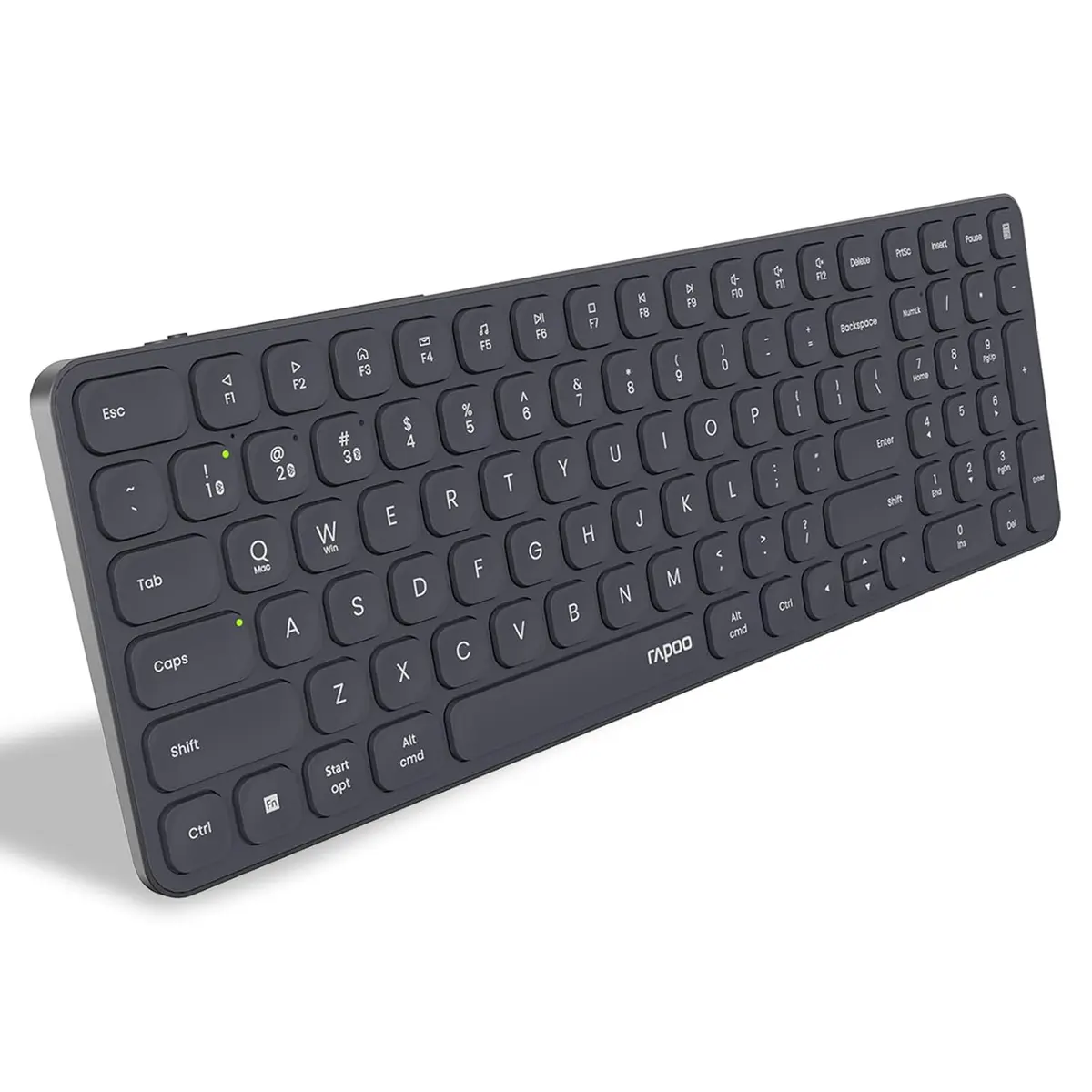 Rapoo E9350L Bluetooth Wireless Multi-Device Keyboard (4 Devices), Numpad, Led Indicators, Ultra-Thin, Ergonomic, Compatible with Windows, iOS, Android, Tablets, Smartphones - Black