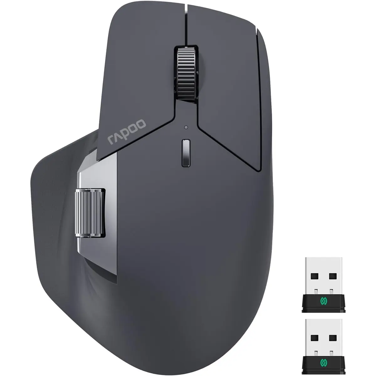 Rapoo MT760 PRO Wireless Mouse, NearLink + Bluetooth 5.0 Multi-Device, 12K DPI, 2K Polling, Ergo for Work & Gaming, 11 Programmable Buttons, On-Board Memory, Quiet Clicks, USB-C, 120 Days Battery Life, Matte Black