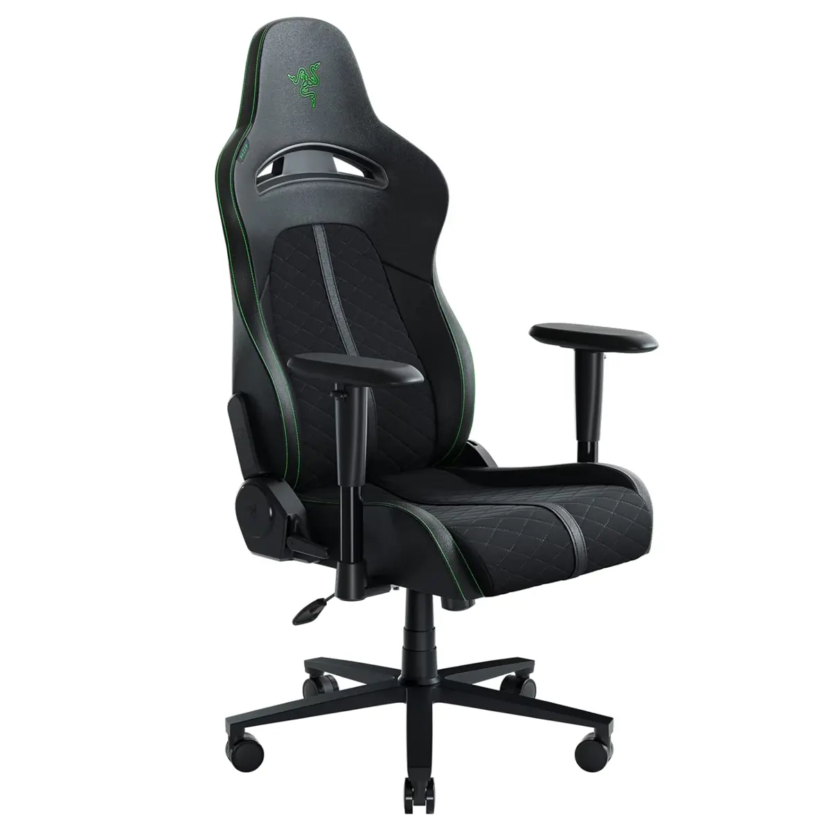 Razer Enki X Essential Gaming Chair: All-Day Gaming Comfort, Built-in Lumbar Arch, Optimized Cushion Density, Dual-Textured, Eco-Friendly Synthetic Leather,  Adjustable 152-degree Recline - Black/Green