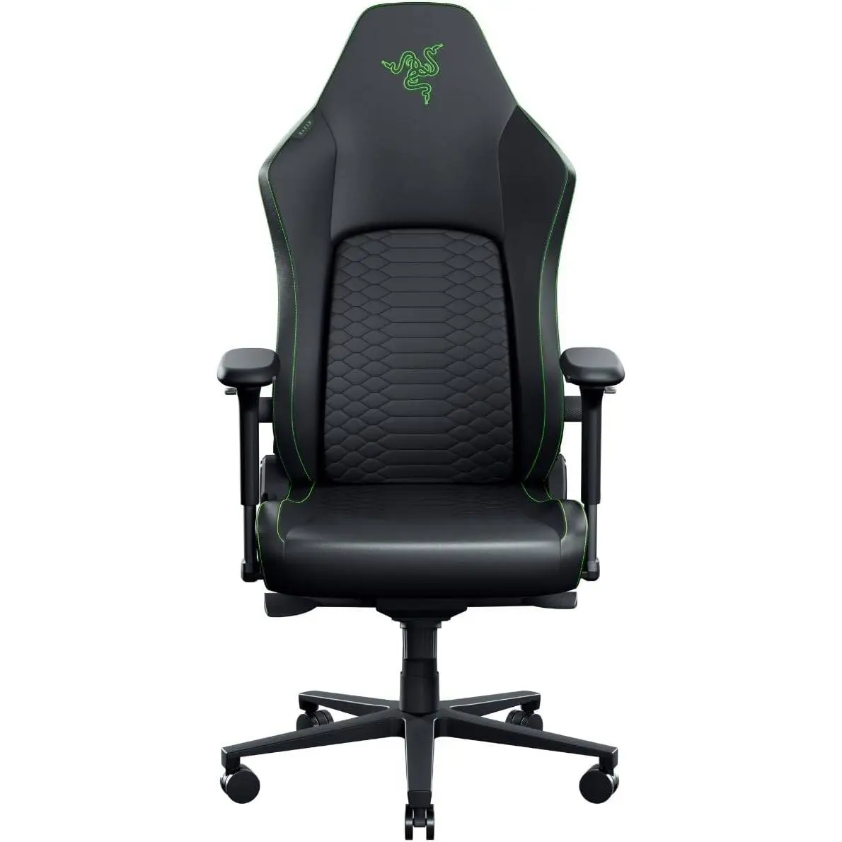 Razer Iskur V2 NewGen Gaming Chair, HyperFlex Lumbar Support System, Gen-2 EPU Leather With CoolTouch Technology, Cold-Cured Foam, 4D Adjustable Armrests, Black/Green