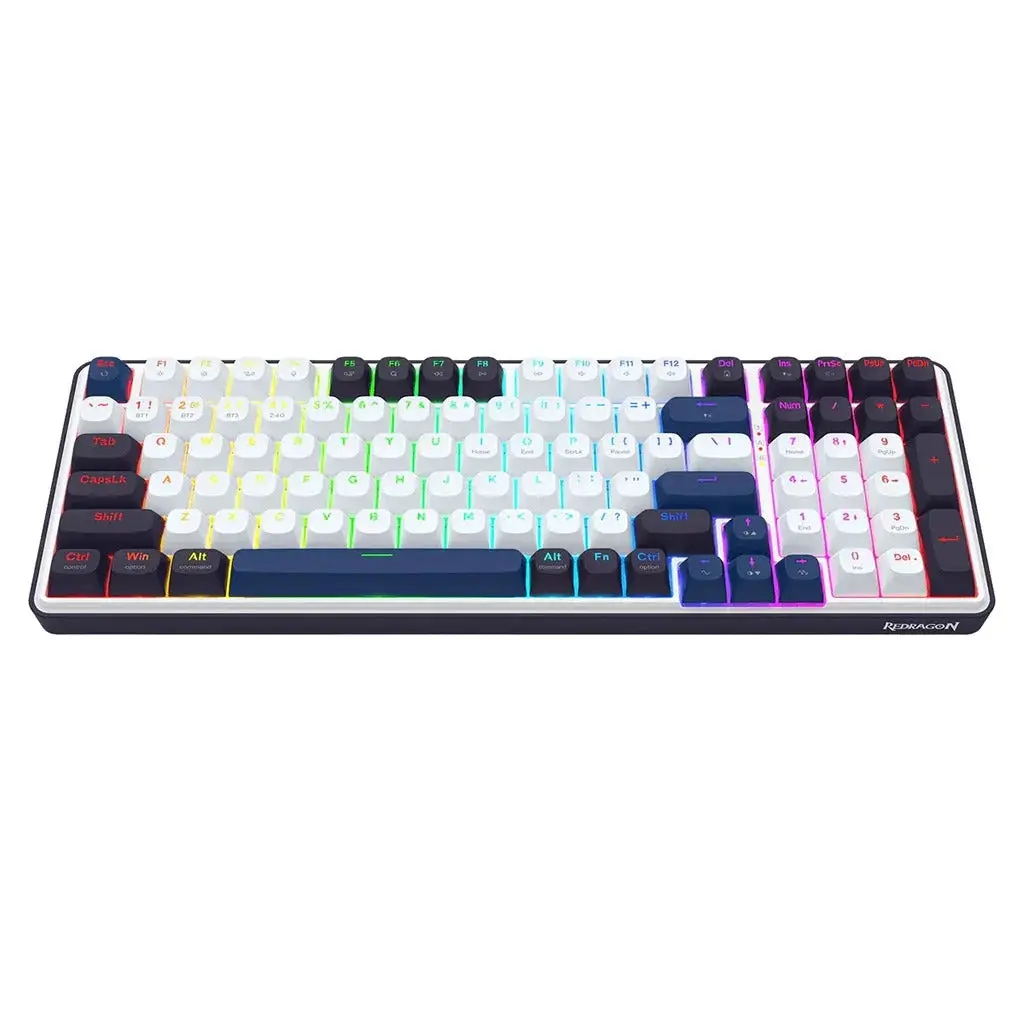 Redragon Faye 99 Pro K744 ARGB Wireless Tri-Mode Gaming Keyboard, 95% PBT Mechanical Keyboard, Hot-Swap Socket, Mint Mambo Switch (White & Black)