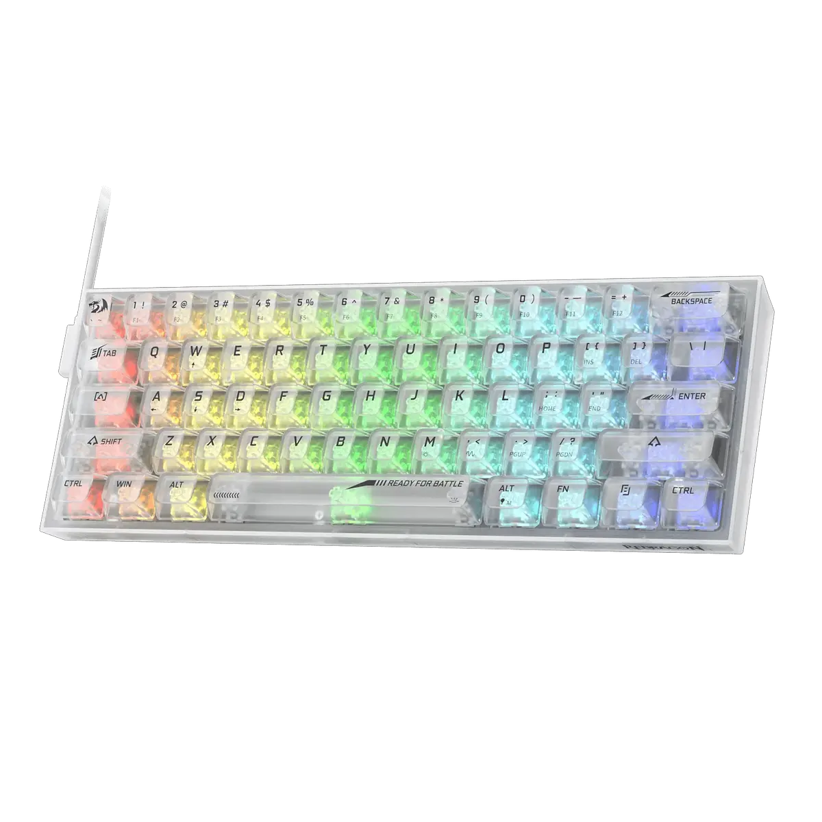 Redragon Fizz RGB K617 SE 60% Wired RGB Mechanical Gaming Keyboard, Compact Design with Customizable Lighting (White Transparent)