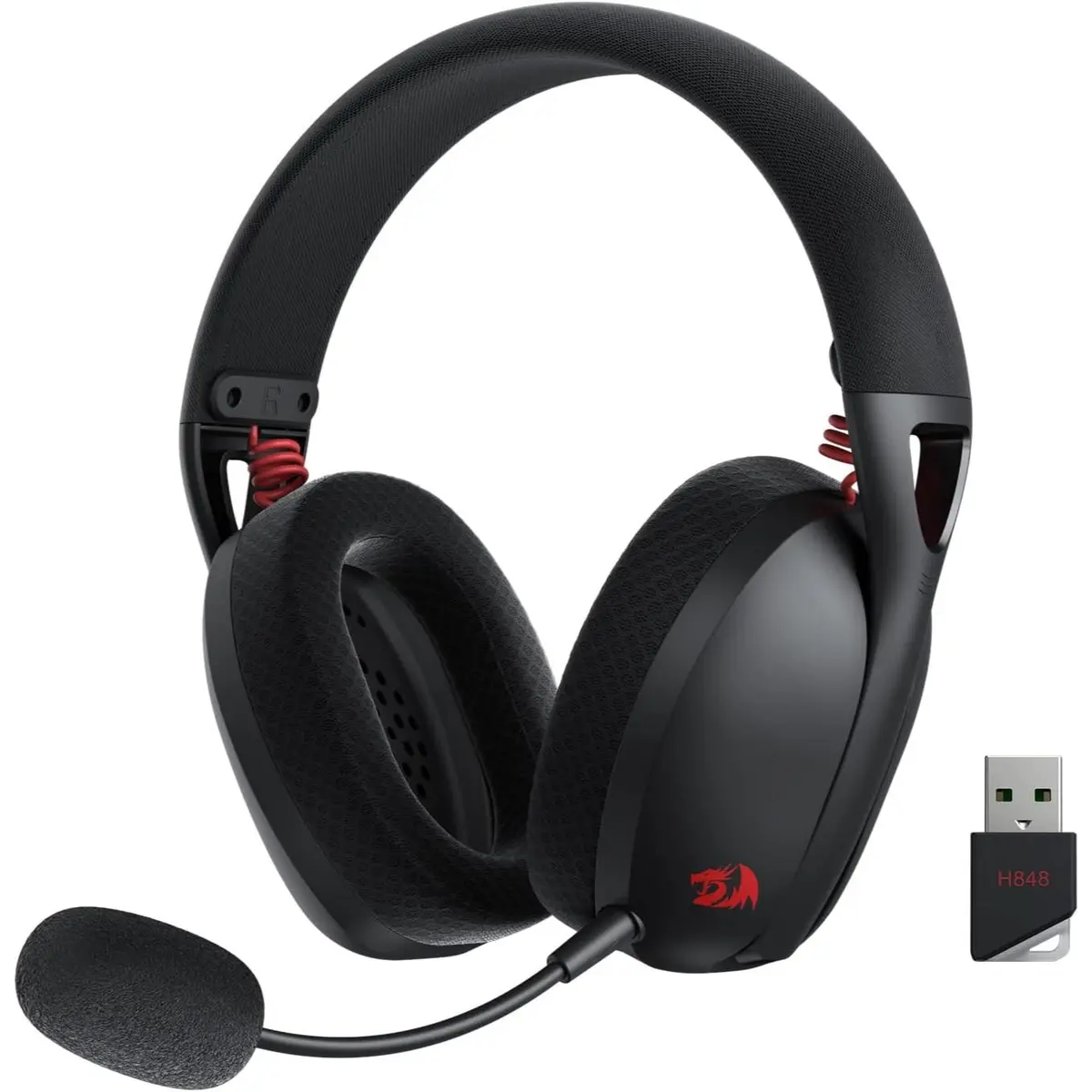 Redragon Ire Pro H848 Wireless Gaming Headset - Lightweight, 7.1 Surround Sound, 40MM Drivers, Detachable Microphone, Multi Platforms for PC, PS5/4/3, Switch, Mobile (Black)