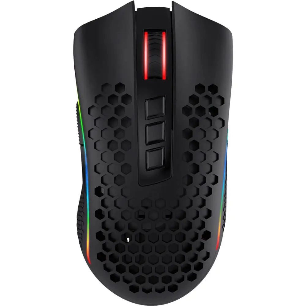 Redragon M808 Storm Pro Wireless Gaming Mouse, RGB Honeycomb Form, 16,000 DPI Optical Sensor, Programmable Macro Buttons, Precise Registration, Black