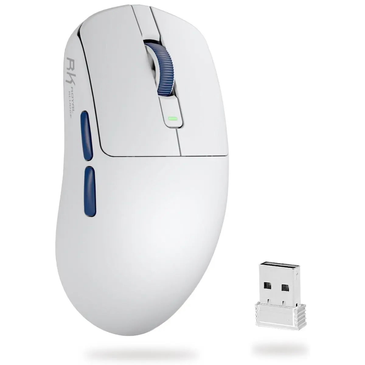 RK Royal Kludge M30 Wireless Gaming Mouse, 24000 DPI, 43g Ultra-Lightweight, PAW3311 Sensor, 2.4G/Bluetooth/USB-C Rechargeable Wireless Mouse with 5 Programmable Buttons for PC/Mac, White Blue