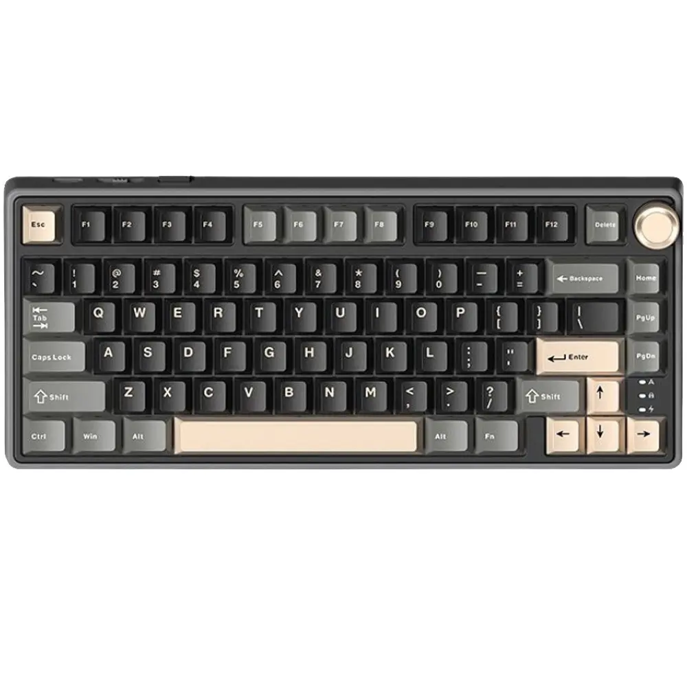 RK Royal Kludge R75 Wired Mechanical Keyboard, 75% Percent Custom Gaming Keyboard Gasket Mount RGB Backlit with Knob & PBT Keycaps, Hot Swappable K Silver Switch (Phantom Black)