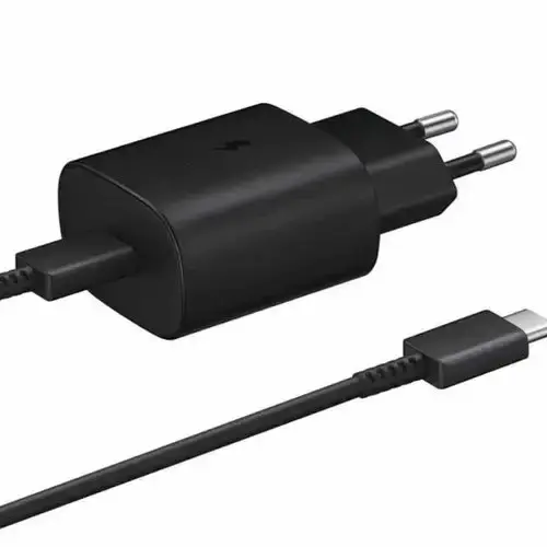 Samsung 25W 2-Pin PD Wall Charger Power Adapter with Cable, Super Fast Charging, Compact Design, Energy Efficient, Compatible with Galaxy and USB Type C Devices, Mix Color