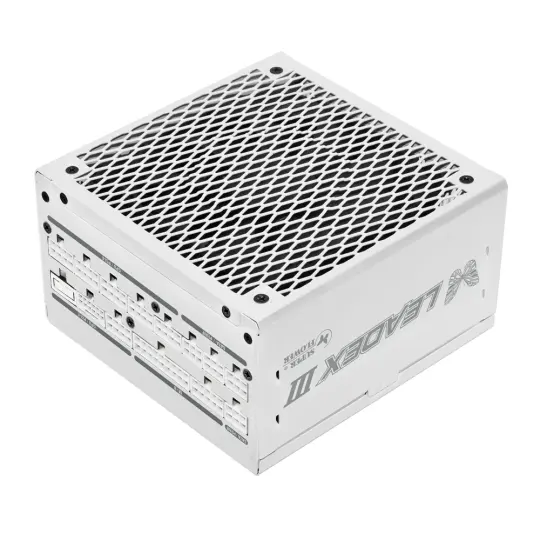 Super Flower Leadex III Gold 1000W 80+ Gold, ECO Fanless & Silent Mode, Full Modular PCIe 5.0 Power Supply, Fluid Dynamic Bearing Fan (White)