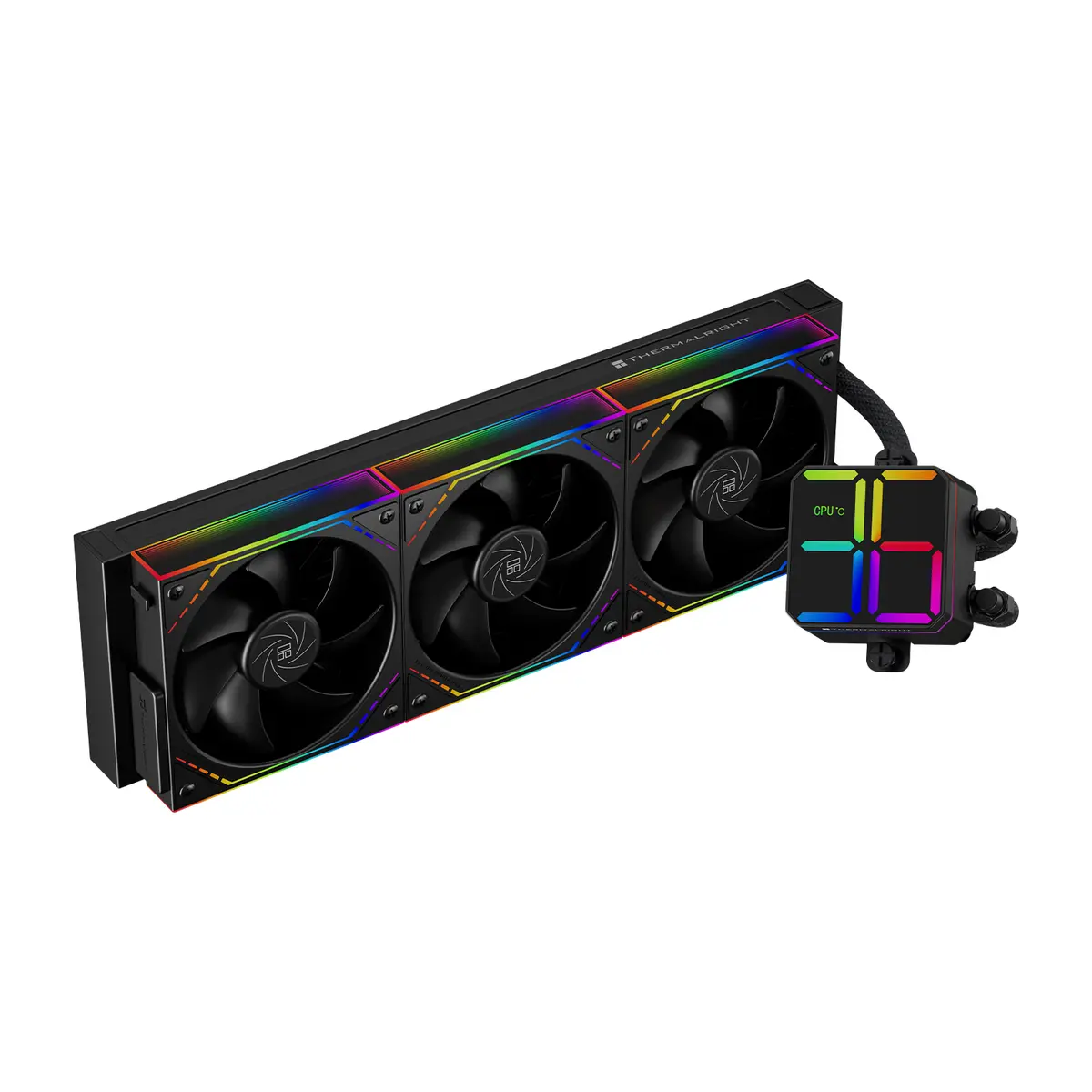 Thermalright Magic Qube 360 ARGB Black Liquid CPU Cooler, Building Block Fan with 2000RPM, Temperature Controlled Color Changing Digital Screen