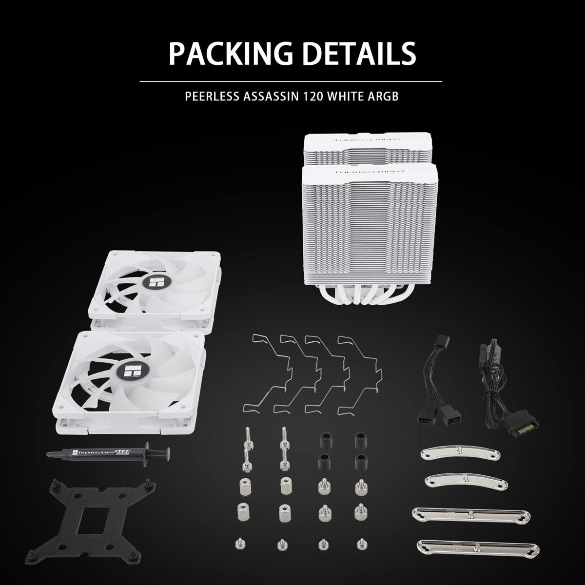 Raffreddatore CPU Peerless Assassin 120 White ARGB — 6 Tubi Di Calore, Doppia Ventola PWM, Per Intel E AMD