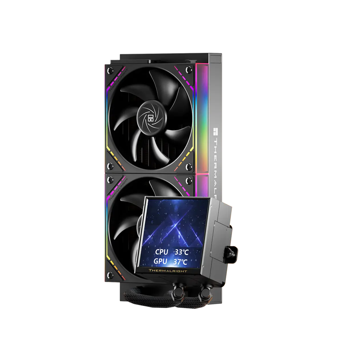 Thermalright Peerless Vision 240 ARGB Black AIO 240mm CPU Liquid Cooler - 3.95" LCD Square Screen, Wireless Splicing Fans