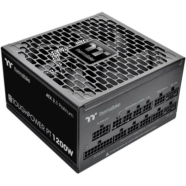 Thermaltake Toughpower PT 1200W 80 Plus Platinum Power Supply - ATX 3.1 600W 12V-2x6 Connector Included, Full Modular