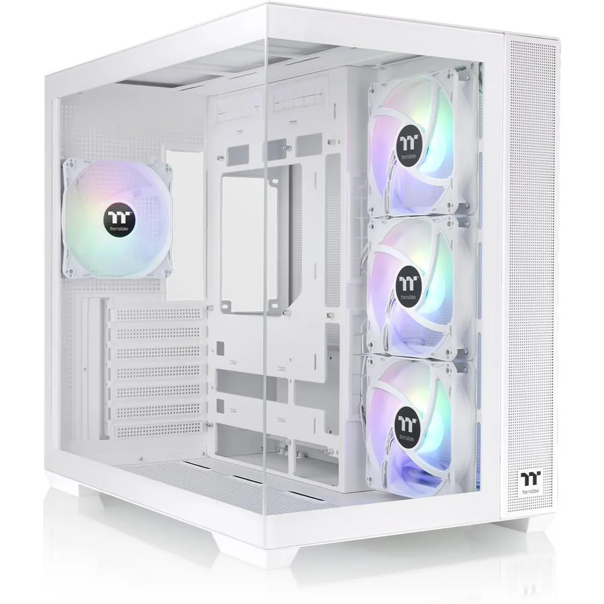 Thermaltake View 380 TG ARGB Snow ATX Case - 4x120mm ARGB Fans Included, Supports Hidden-Connector Motherboard, Front & Side Dual Tempered Glass Panel, White